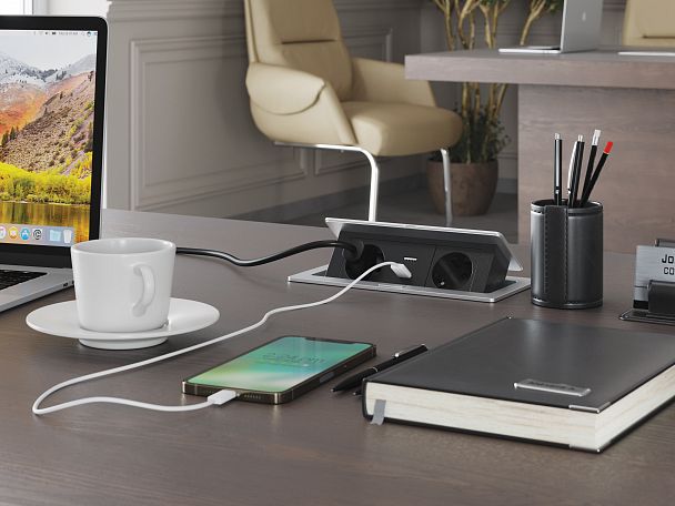 Лючок круглый, пластмассовый Кабель-менеджмент 7,15x7,15x2,3 серый - Вид 3