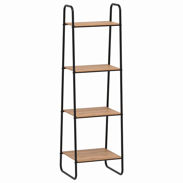 Стеллаж на металлокаркасе "Скандинавия-14", 450х385х1470 мм, 4 полки ЛДСП, черный/дуб, CТCП14 Ч - Вид 2