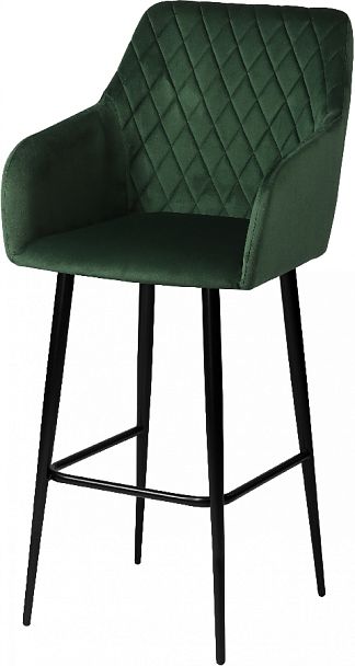 Барное поворотное кресло Барли К, Confetti deep forest/черный - Вид 2