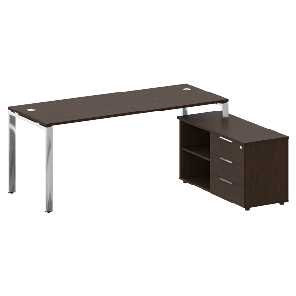 Metal System Direct Стол руковододителя с тумбой правый БГ.СРТ-5.7 (R) Венге/Нерж. сталь 1900*1520*750 - Вид 1