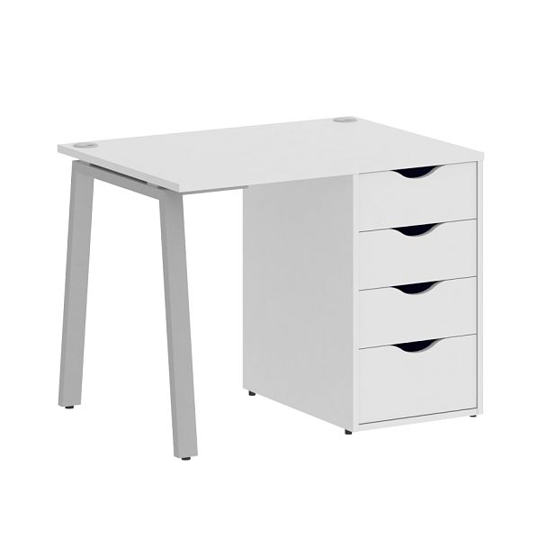 Home Office Стол письменный VR.SP-3-98.4.A Белый/Серый металл 980*720*750 - Вид 1
