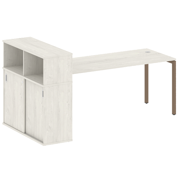 Metal System Quattro Стол письменный с шкафом-купе на П-образном м/к 40БП.РС-СШК-3.5 Т Дуб наварра/Мокко металл 2210*1120*1098 - Вид 1