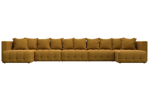 Диван П-образный Лига-052 НПБ МегаЛонг Велюр желтый - Вид 2