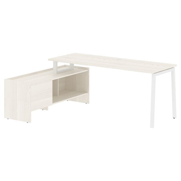 Стол с тумбой ELCT 19614 Ясень Траун/Белый 1960х1400х750 EDIS - Вид 1