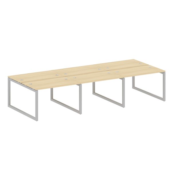 Metal System Quattro Р. ст. на 6 раб. места на О-образном м/к 50БО.СМ-6.2 Акация/Серый металл 3600*1475*750 - Вид 1