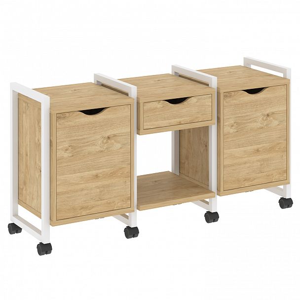 Тумба на колесах наборная "Loft" VR.L-TN-7.K тиквуд светлый/белый - Вид 1