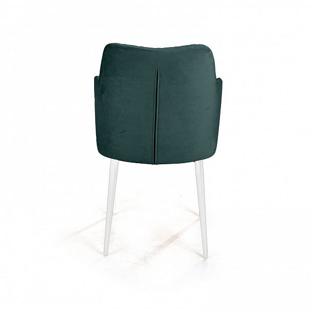 Стул с подлокотниками Hunt ромб, бархат зеленый 19 / белый конус - Вид 5