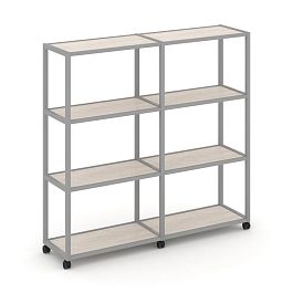 Shelf Mobile Стеллаж 4 уровня 2 секции VR.LT-STK-411.10 Денвер Светлый/Металл Серый 1970*400*1523 - Фото предпросмотра