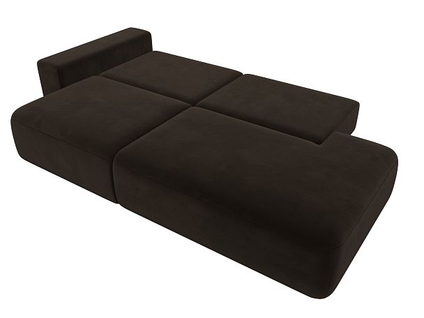 Диван прямой Лига-036 Модерн подлокотник слева Микровельвет коричневый - Вид 9