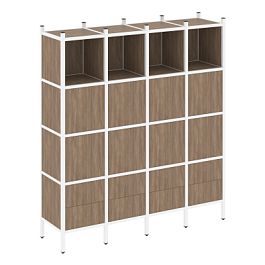 Loft Прямой стеллаж наборный VR.L-09 Дуб аризона/Белый металл 1694*446*1869 - Фото предпросмотра