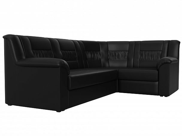 Угловой диван Карелия правый (полностью экокожа черная) - Вид 3