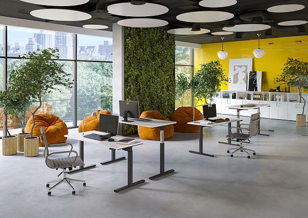 Стол электроподъемный "MOVE UP" MV.SE-3.7 Черный металл / Белый Бриллиант - Вид 5