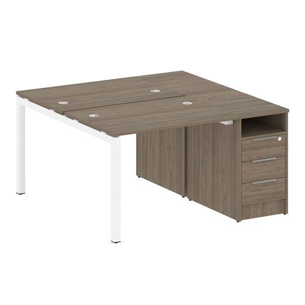 Metal System Quattro Р. ст. с тумбой на П-образном м/к 50БП.РС-СТП-2.1 Вяз/Белый металл 1412*1475*750 - Вид 1