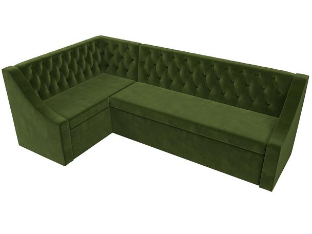 Кухонный угловой диван Мерлин левый (полностью микровельвет зеленый) - Вид 5
