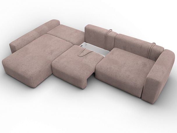 Диван угловой Лига-066 НПБ Лонг угол левый Велюр бежевый - Вид 9