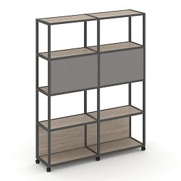 Shelf Mobile Стеллаж 5 уровней 2 секции VR.LT-STK-513.12 Дуб Аттик/Металл Антрацит/W-11 2370*400*2000 - Фото предпросмотра