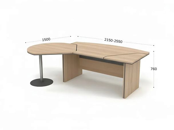 БЕРЛИН / BERLIN Стол руководителя с брифингом левый 2350х1500х760 Акация/Серый - Вид 2