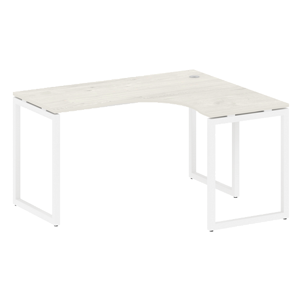 Metal System Quattro Стол криволинейный правый на О-образном м/к 40БО.СА-3 (R) Дуб наварра/Белый металл 1400*1200*750 - Вид 1