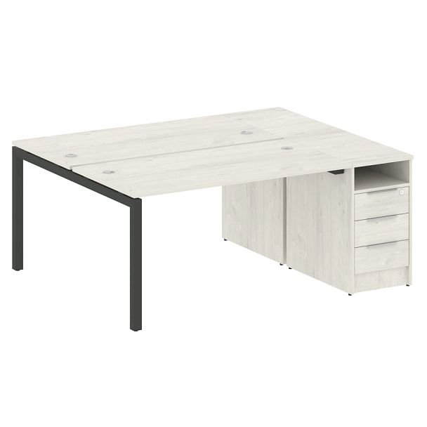 Metal System Quattro Р. ст. с тумбой на П-образном м/к 50БП.РС-СТП-2.3 Дуб наварра/Антрацит металл 1812*1475*750 - Вид 1