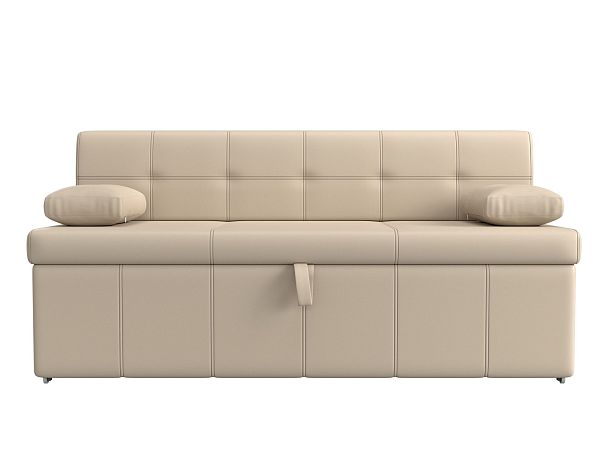 Кухонный прямой диван Лео (полностью экокожа бежевая) - Вид 2