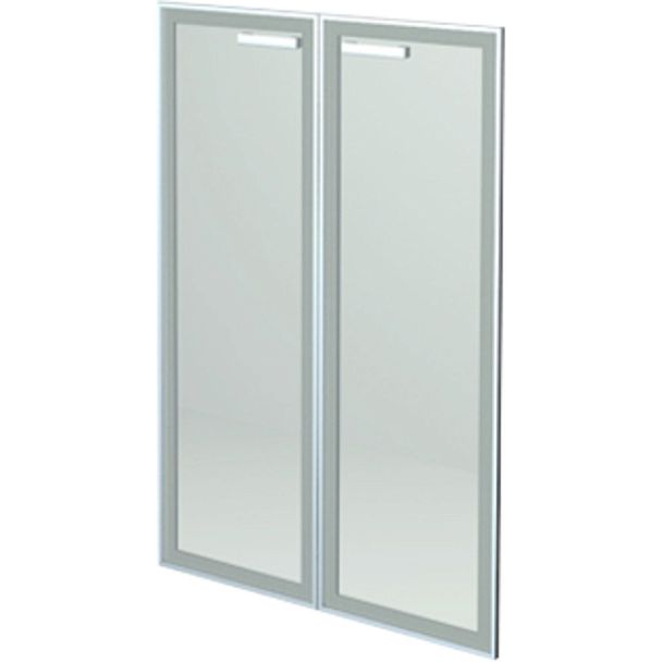 Двери средние стеклянные в алюминиевой раме НТ-601.2.СР.Ф Сатинат 390x40x1180 Аргентум - Вид 1