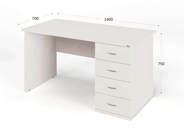 ЛАЙТ / LIGHT RLG008-14x7R Однотумбовый стол 140x70x75 Дуб Молочный - Вид 3