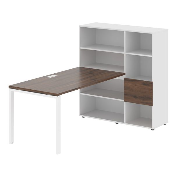 Стол-стеллаж EURST 1215 Дуб Денвер тёмный/Белый/Белый 1990х1250х1355 EDIS - Вид 1