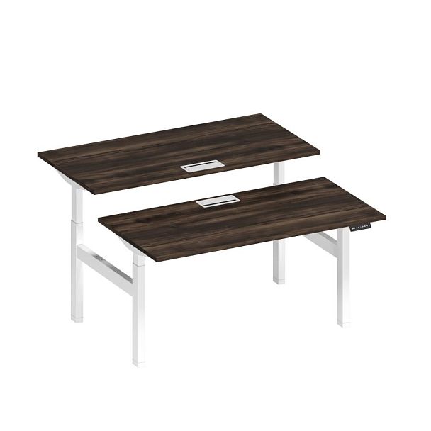 Рабочая станция на электроприводе с заглушками Elevo А2 БГ 103 ДР дуб ристретто/ белый гладкий - Вид 1