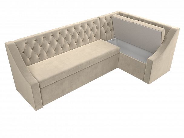 Кухонный угловой диван Мерлин правый (полностью микровельвет бежевый) - Вид 6