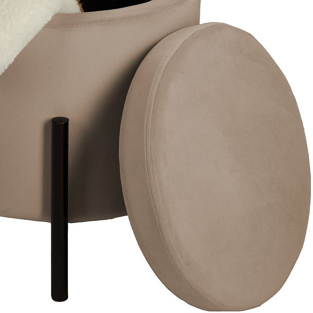 Пуф Кен с местом для хранения Латте велюр Confetti latte/черный - Вид 5