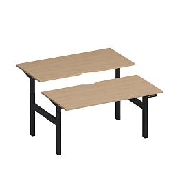 Рабочая станция на электроприводе с вырезами Elevo А2 ЧР 103.2 НД натуральный дуб / черный гладкий - Фото предпросмотра