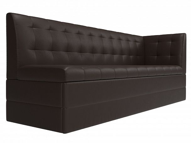 Кухонный диван Бриз с углом (полностью экокожа коричневая) - Вид 3