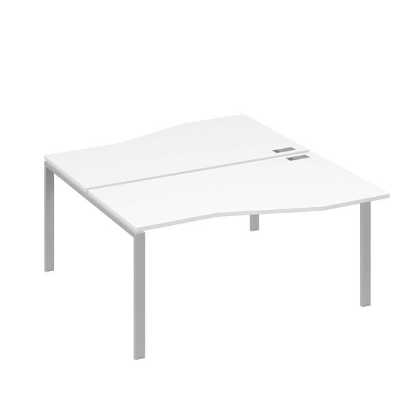 Рабочая станция столы Техно" каркас UNO (2х160) A4 А4 Б1 191 БП белый премиум / металлокаркас серый - Вид 1