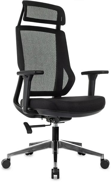 Кресло эргономичное Бюрократ MC-412N-H черный сетка/ткань с подголов. крестов. металл хром - Вид 1