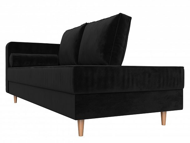 Кушетка Прайм левый (полностью велюр черный) - Вид 3