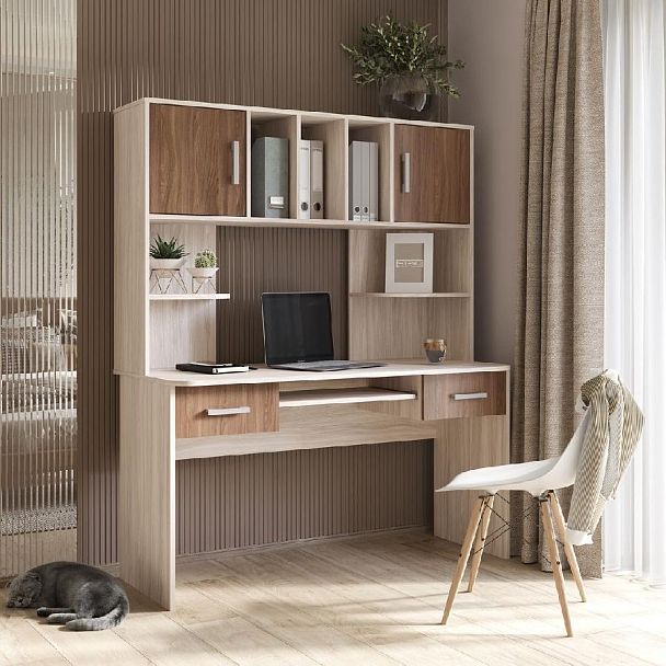 СТОЛ КОМПЬЮТЕРНЫЙ №8 (1,4х1,7х0,6) шимо темный/шимо светлый - Вид 3