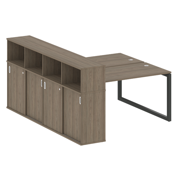 Metal System Quattro Р. ст. с шкафом-купе на О-образном м/к 50БО.РС-СШК-4.3 Т Вяз/Антрацит металл 1810*2332*1098 - Вид 1