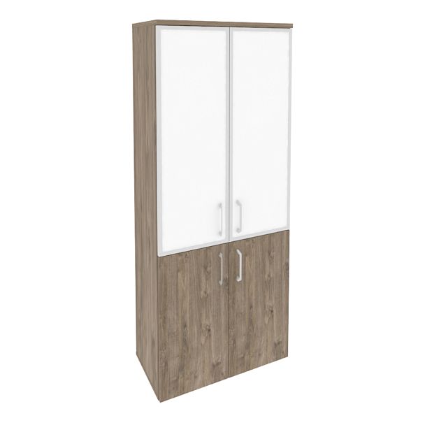 Onix Шкаф высокий широкий O.ST-1.2 R white Тиквуд темный/Стекло 800*420*1977 - Вид 1