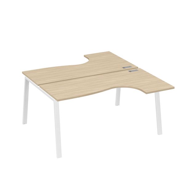 Рабочая станция на опорах TRE (2х160) столы Классика A4 А4 Б3 182  БП дуб скандинавский / металлокаркас белый - Вид 1
