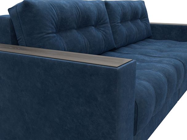 Диван прямой с декором Лига-049 НПБ Велюр синий - Вид 4