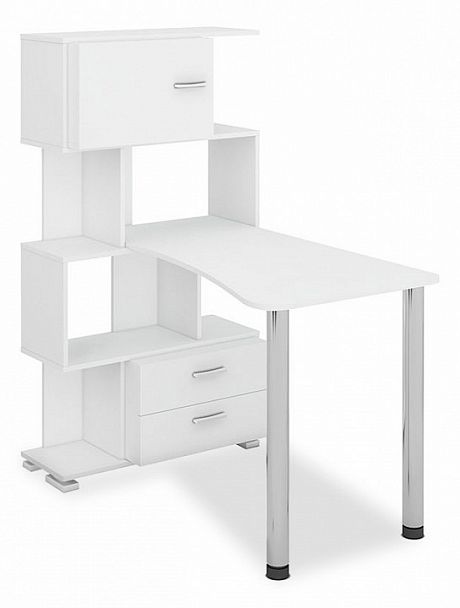 Стол компьютерный Домино СЛ-5-4СТ-2+БД+БЯ Белый - Вид 1