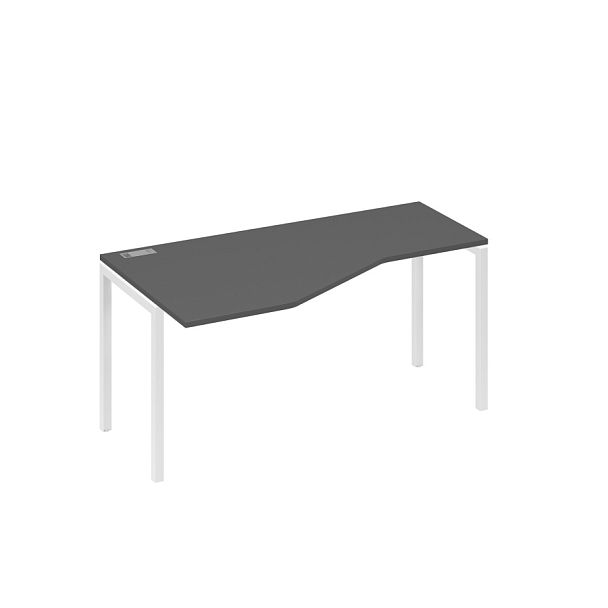 Стол эргономичный левый "Техно"на металлокаркасе DUE A4 А4 Б2 055 БП антрацит премиум / металлокаркас белый - Вид 1