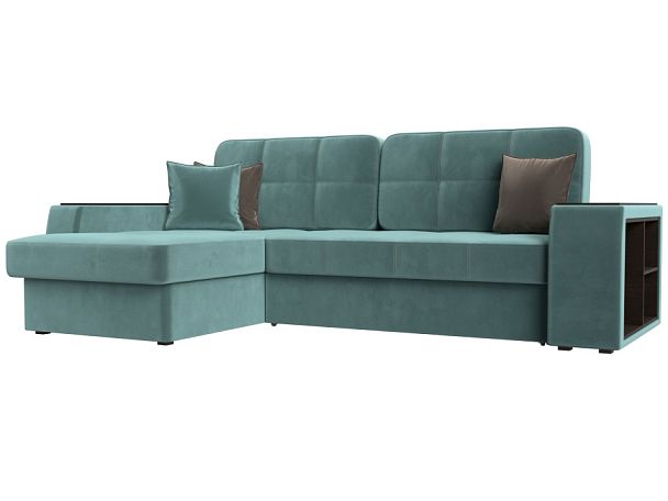 Угловой диван Брюссель левый (полностью Велюр бирюзовый) - Вид 1