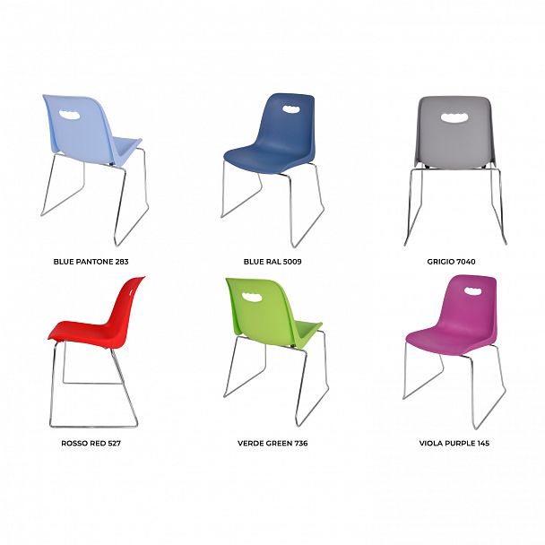 Стул Venezia (пруток) каркас хром, синий, стопируемый - Вид 5