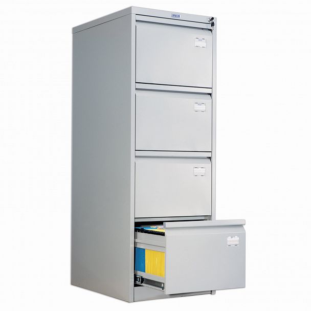 Шкаф картотечный ПРАКТИК "AFC-04", 1330х467х630 мм, 4 ящика, для 220 подвесных папок, формат папок Foolscap или A4 (БЕЗ ПАПОК) - Вид 2