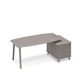 Стол на опорной тумбе малой (тип 2) Time metal ТМ М1 113 МП ВЛ ВЛ мокко премиум - Фото предпросмотра