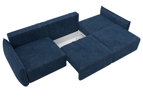 Диван прямой Лига-051 НПБ Лонг Велюр синий - Вид 8