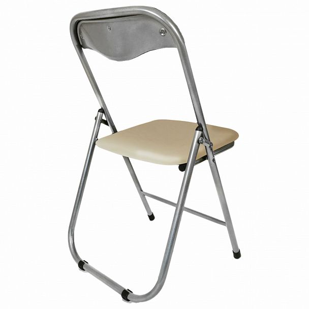Стул складной для дома и офиса РС04, серебристый каркас, кожзам бежевый - Вид 3