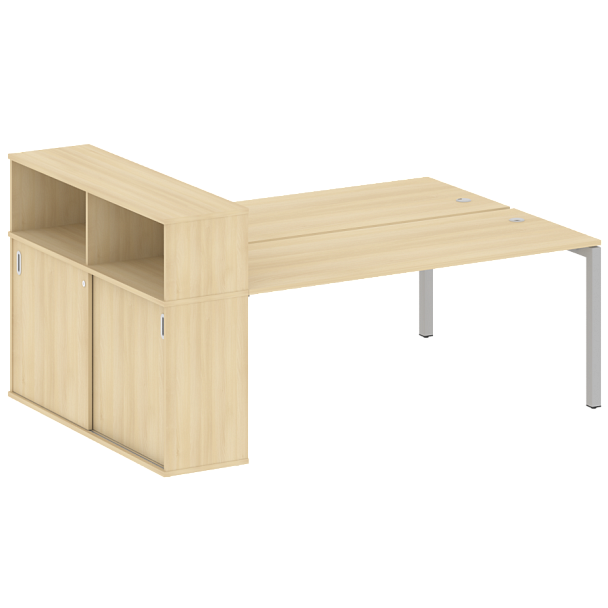 Metal System Quattro Р. ст. с шкафом-купе на П-образном м/к 50БП.РС-СШК-2.5 Т Акация/Серый металл 2210*1475*1098 - Вид 1