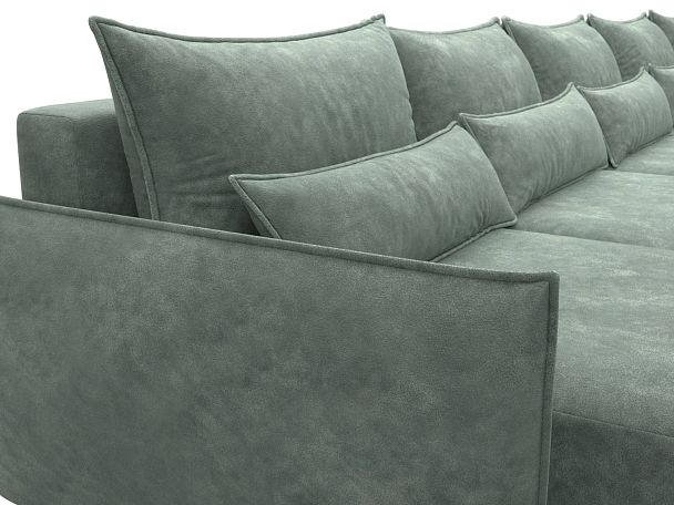 Диван п-образный Лига-051 НПБ МегаЛонг Велюр зеленый - Вид 4